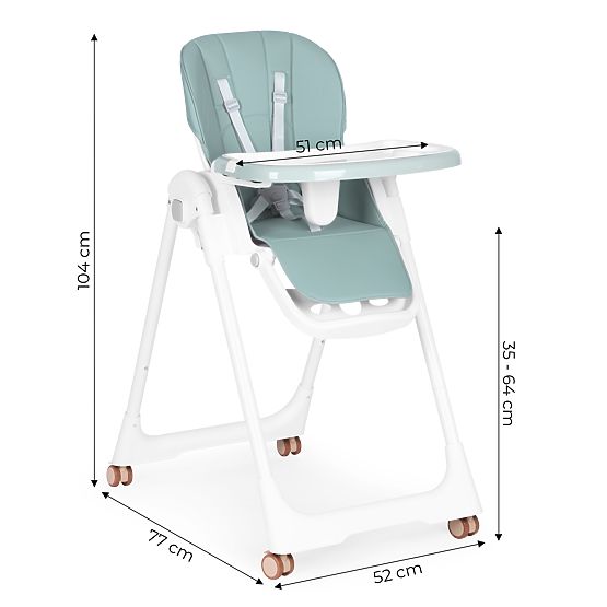 Chaise haute réglable en hauteur, cuir écologique, ceintures, double plateau ECOTOYS