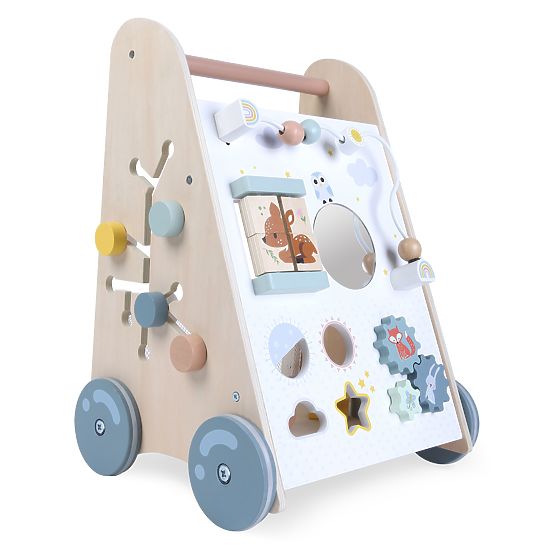 Chariot de marche en bois pour enfants avec éléments mobiles ECOTOYS