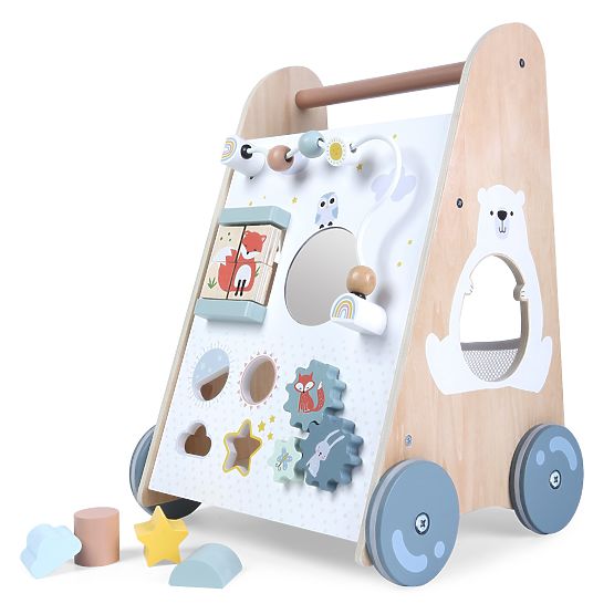 Chariot de marche en bois pour enfants avec éléments mobiles ECOTOYS