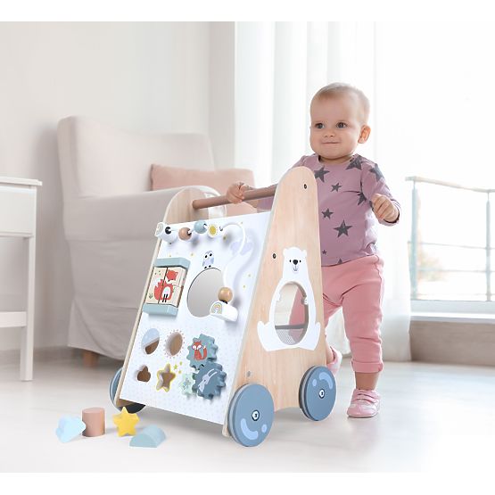 Chariot de marche en bois pour enfants avec éléments mobiles ECOTOYS