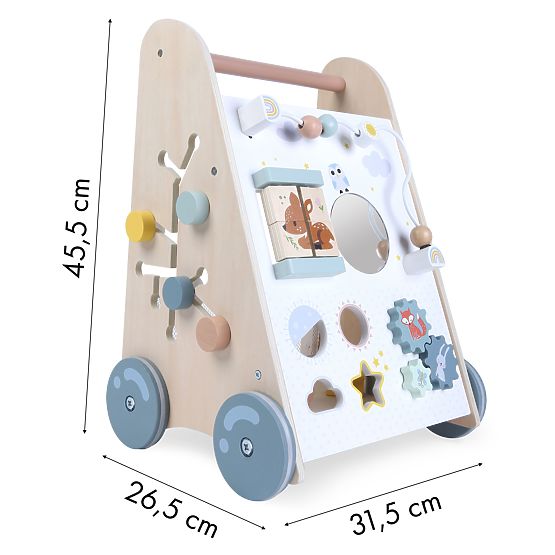 Chariot de marche en bois pour enfants avec éléments mobiles ECOTOYS
