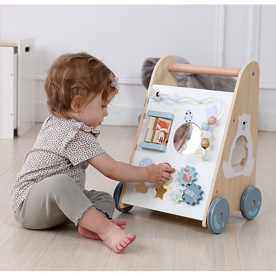 Chariot de marche en bois pour enfants avec éléments mobiles ECOTOYS