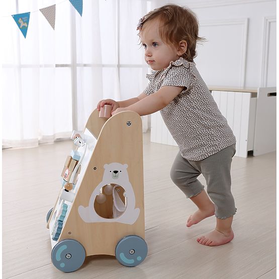 Chariot de marche en bois pour enfants avec éléments mobiles ECOTOYS