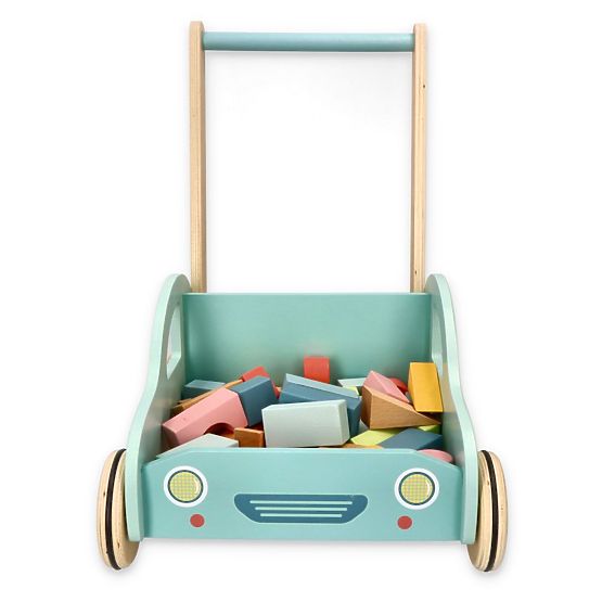 Chariot en bois avec blocs voiture