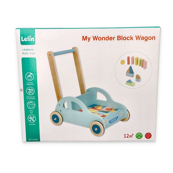 Chariot en bois avec blocs voiture