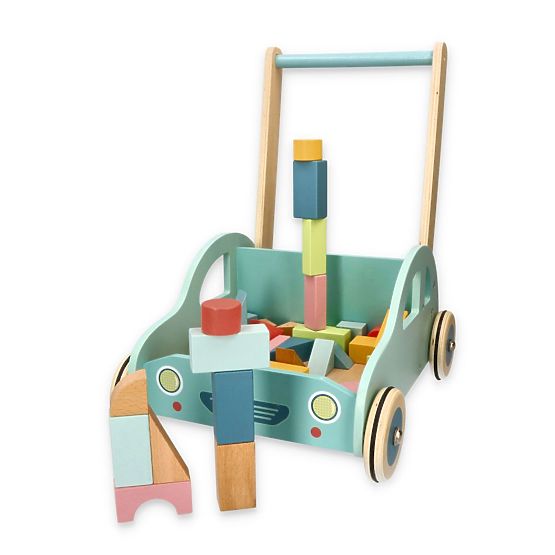 Chariot en bois avec blocs voiture