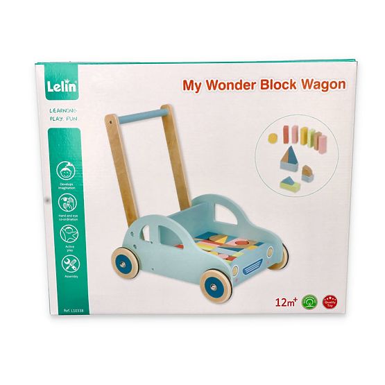 Chariot en bois avec blocs voiture