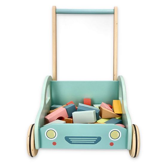 Chariot en bois avec blocs voiture