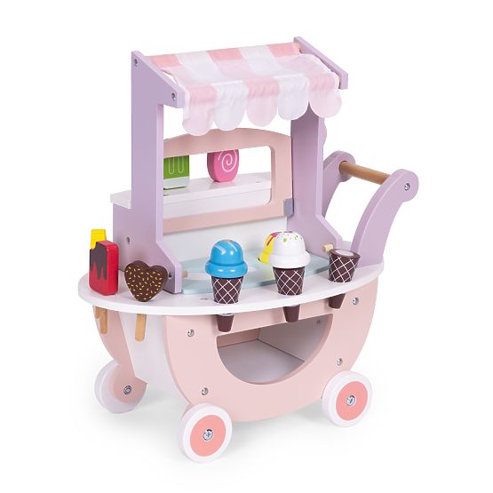 Chariot en bois glacier pour enfants, magasin 12 éléments ECOTOYS