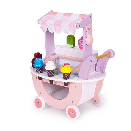 Chariot en bois glacier pour enfants, magasin 12 éléments ECOTOYS