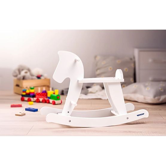 Cheval à bascule en bois - blanc