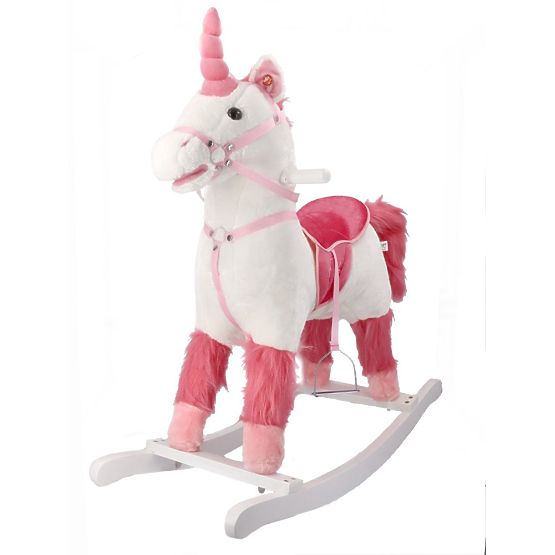 Cheval à bascule interactif licorne blanche
