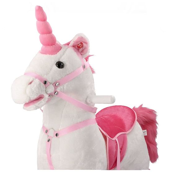 Cheval à bascule interactif licorne blanche