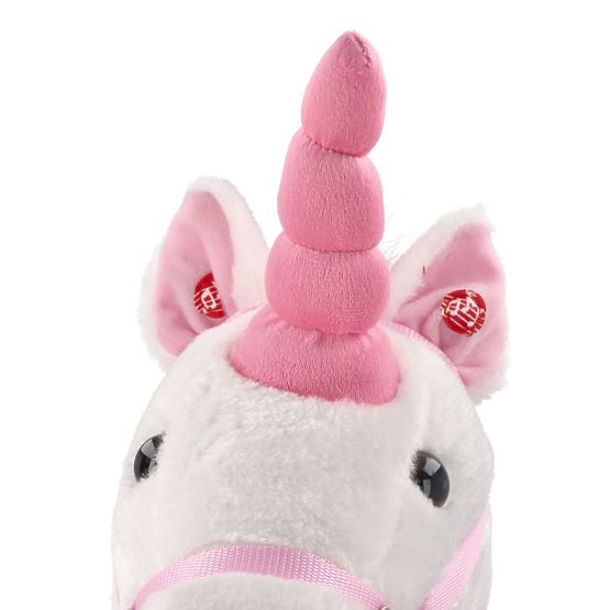 Cheval à bascule interactif licorne blanche