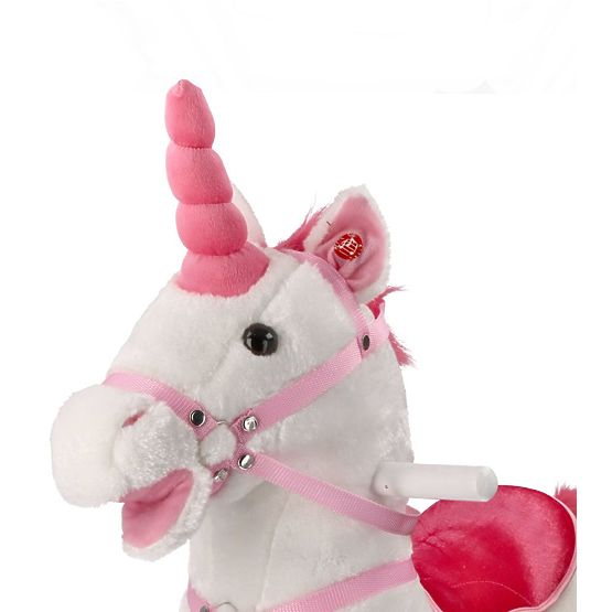 Cheval à bascule interactif licorne blanche