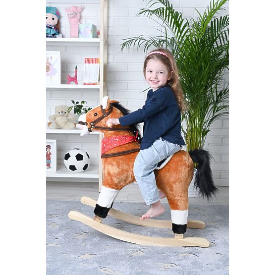 Cheval à bascule interactif marron
