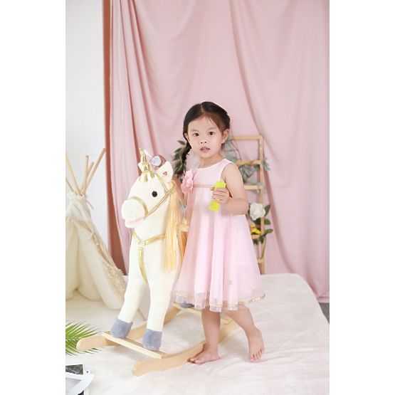 Cheval à bascule licorne doré avec roues