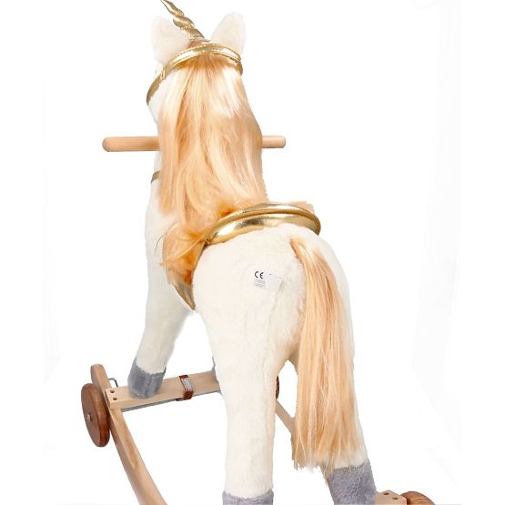 Cheval à bascule licorne doré avec roues