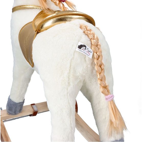 Cheval à bascule licorne doré avec roues