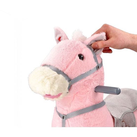 Cheval à bascule rose avec roulettes