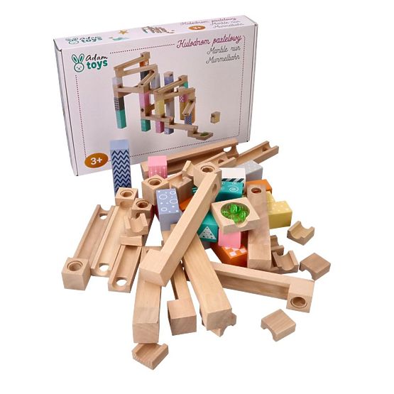 Circuit à billes en bois pastel 53 pièces