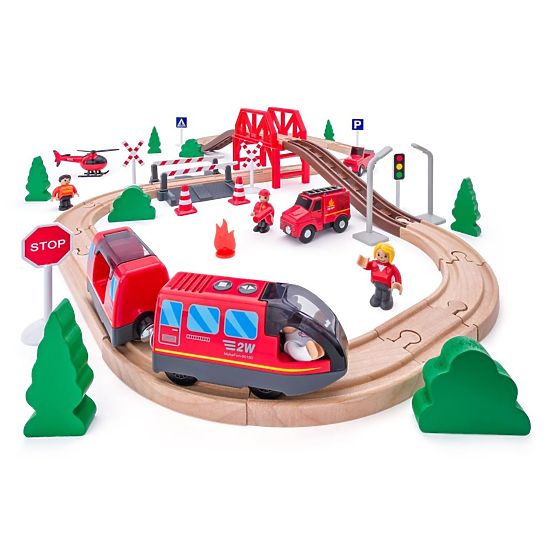 Circuit de pompiers en bois 60 pièces
