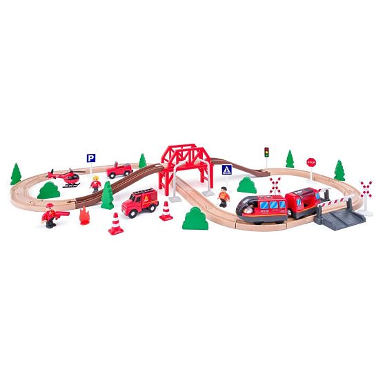 Circuit de pompiers en bois 60 pièces