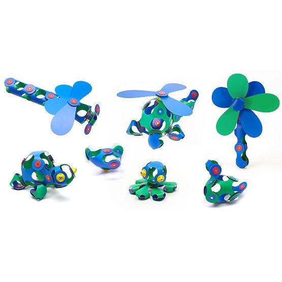 Clixo cubes magnétiques Crew pack, Vert-Bleu