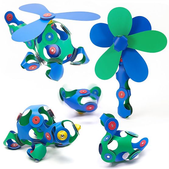Clixo cubes magnétiques Crew pack, Vert-Bleu
