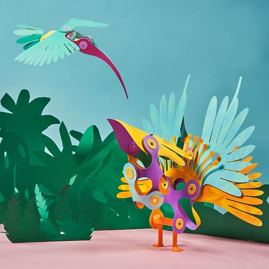 Clixo, Oiseaux tropicaux de la forêt tropicale, jeu de construction magnétique 22 pièces