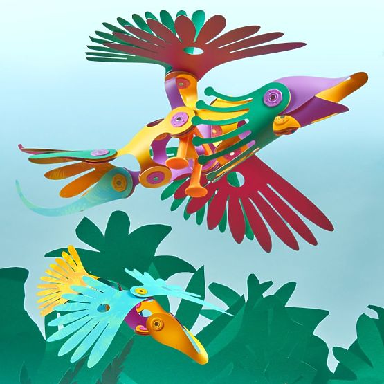 Clixo, Oiseaux tropicaux de la forêt tropicale, jeu de construction magnétique 22 pièces