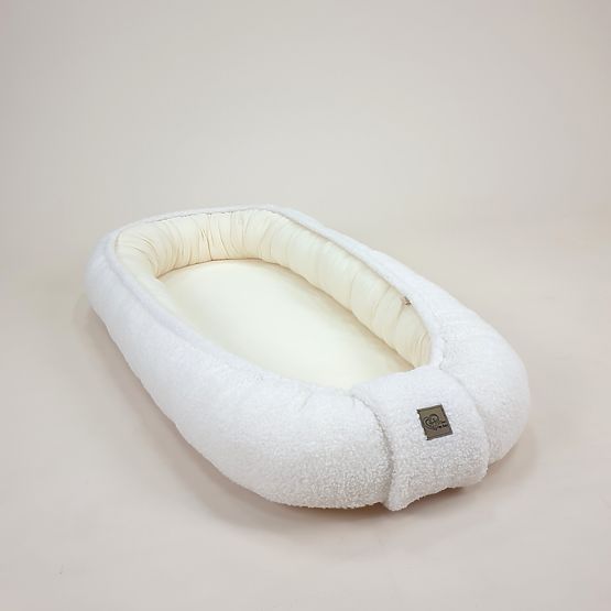 Cocon pour bébé Teddy en mousseline et tissu Teddy - écru