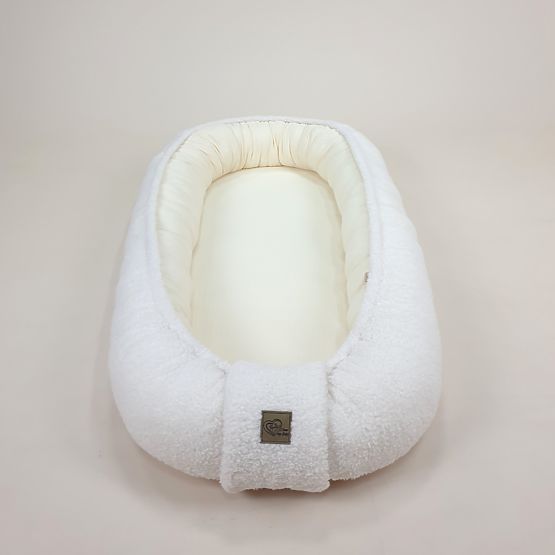 Cocon pour bébé Teddy en mousseline et tissu Teddy - écru