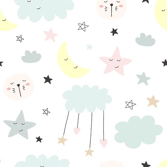 Coffre à jouets Daria blanc avec impression Étoiles