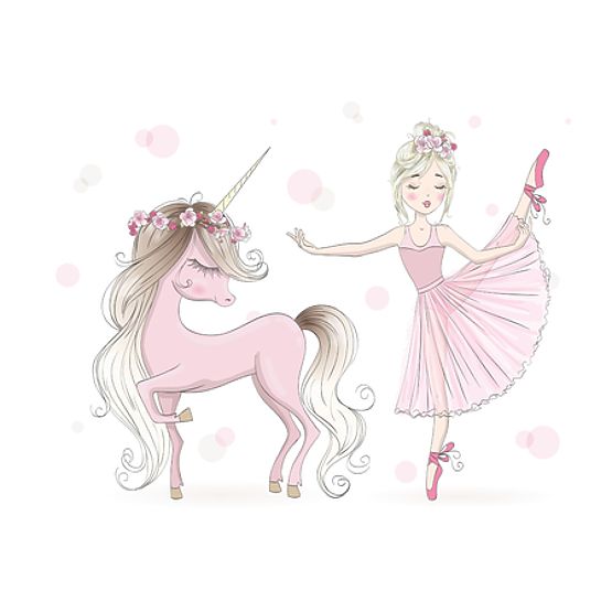 Coffre à jouets Daria blanc avec impression Fille avec licorne