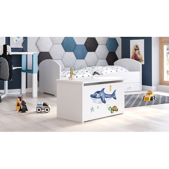 Coffre à jouets Daria blanc avec impression Requin