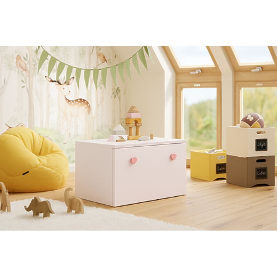 Coffre à jouets Inga - poignée rose