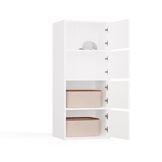 Commode ALMA BLANC Armoire 4 Portes 4 Étagères