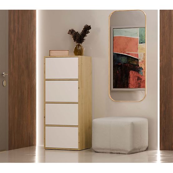 Commode ALMA Façade BLANC Corps CHÊNE ARTISAN