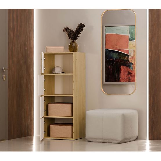 Commode ALMA Façade BLANC Corps CHÊNE ARTISAN