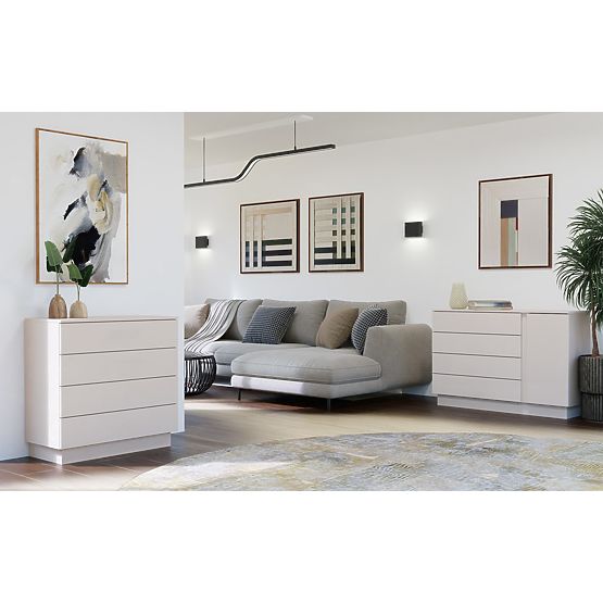 Commode AMBER 1D4S Armoire 1 Porte 4 Tiroirs pour Chambre Salon CACHEMIRE Beige