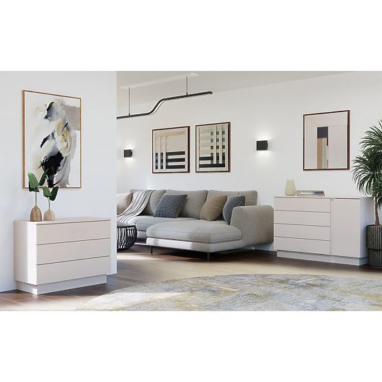 Commode AMBER 3S Armoire 3 Tiroirs pour Chambre Salon CASHMERE Beige