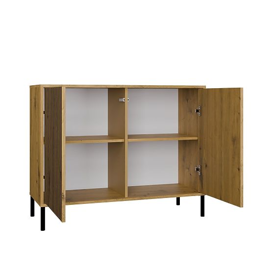 Commode avec façade rainurée Armoire KAMARO 2D Slim / Lisse CHÊNE ARTISAN Lamelles