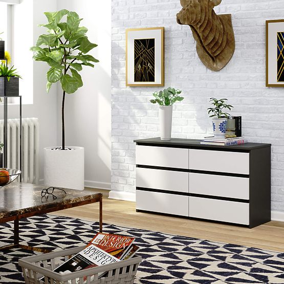 COMMODE CL100 6 TIROIRS GRIS / BLANC