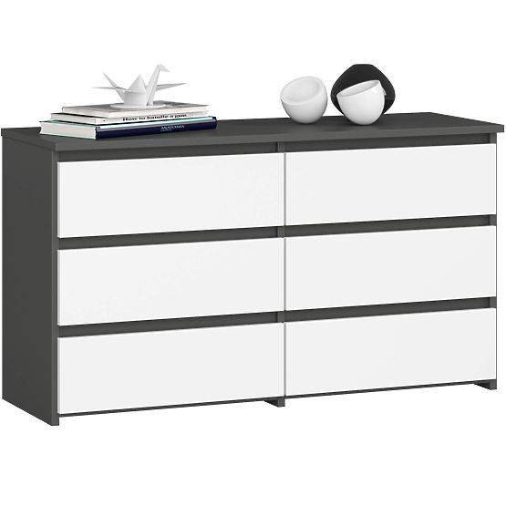 COMMODE CL100 6 TIROIRS GRIS / BLANC