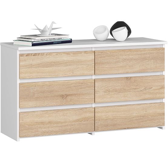 COMMODE CL100 6TIROIRS BLANC / CHÊNE SONOMA