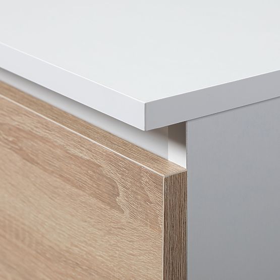 COMMODE CL100 6TIROIRS BLANC / CHÊNE SONOMA