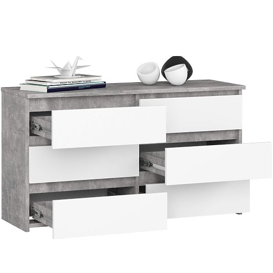 COMMODE CL100 6TIROIRS PK BÉTON / BLANC