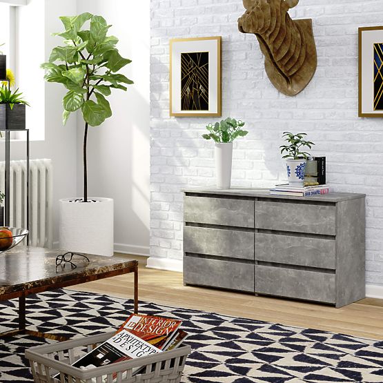 COMMODE CL100 6TIROIRS PK BÉTON