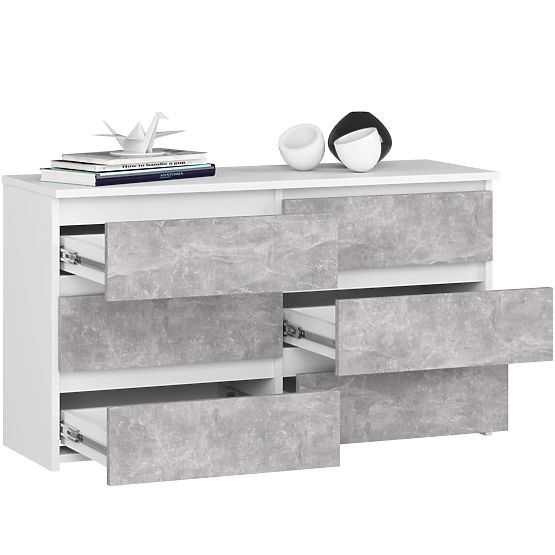 COMMODE CL100 6TIROIRS PK BLANC / BÉTON